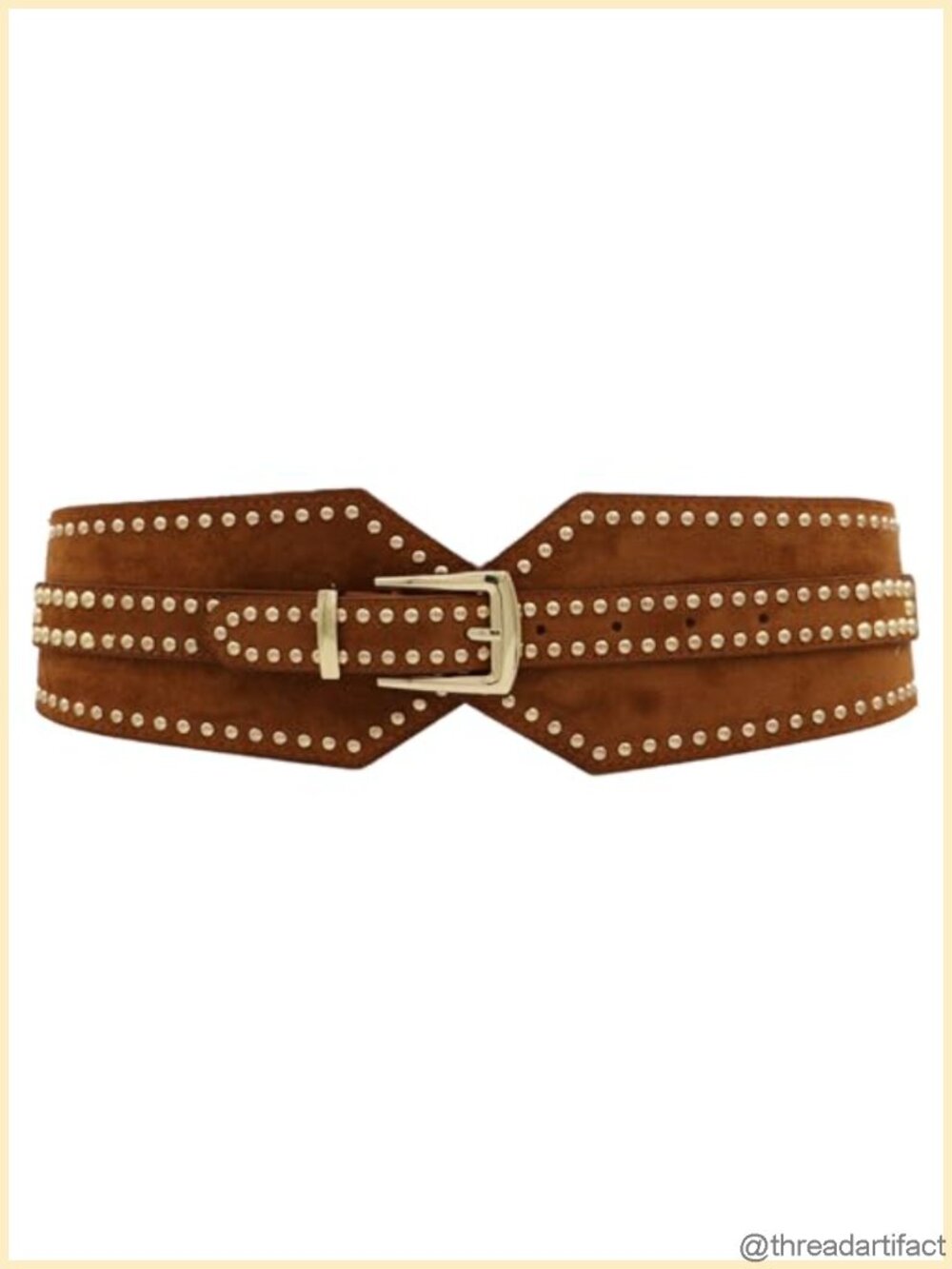 Wide Elastic Stretch Belt Women Chunky Rivet Studded Gold Buckle Cinch Waist